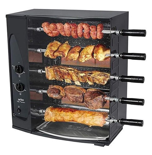 Churrasqueira Rotativa 5 Espetos a Gás GLP, modelo Vitta Premium marca Arke